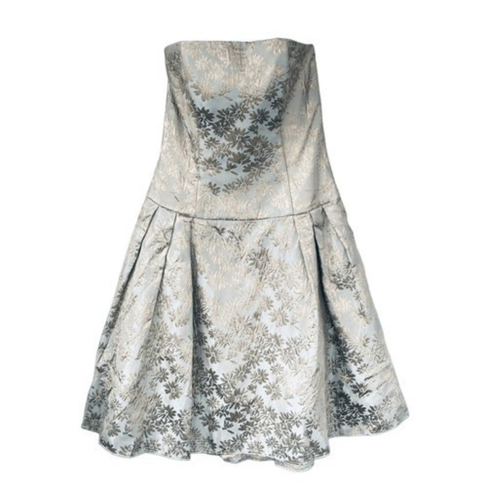 Jessica McClintock Cocktail Dress Floral Brocade Drop Waist Y2K Regencycore Prom